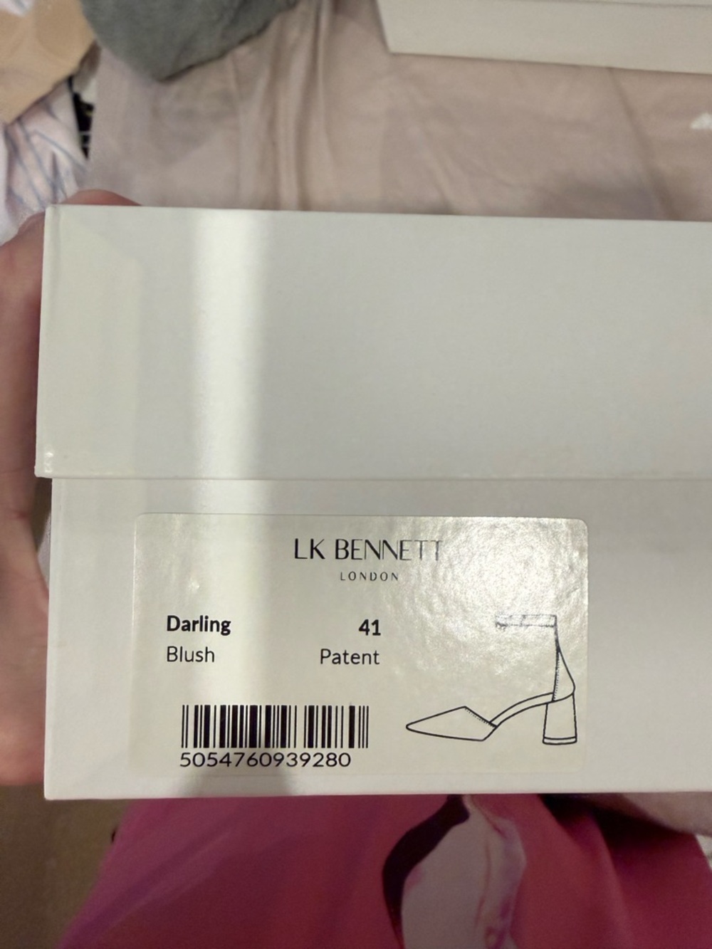 LK Bennett Darling Pink Patent Block Heel Embellish Ankle-Strap Pumps - Picture 10 of 12